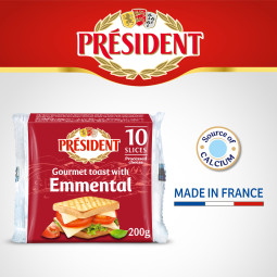 Processed Cheese Emmental Toast 10 Slices (200G) - PrŽsident
