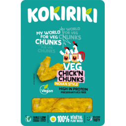Thịt gà chay đông lạnh - Kokiriki - Veg-Chick'n Chunks Indian Style 150g