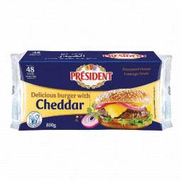Processed Cheese Cheddar Burger 48 Slices (800g) - Président - EXP 25/03/2022