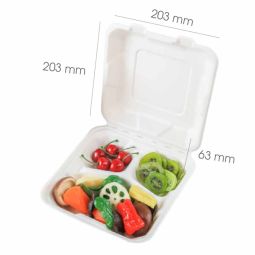 Clamshell Square 3 Compartments Natural Fiber (850ml)200 - HRK