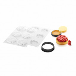 Khuôn làm bánh Kit Tarte Ring Paradis (Ø70  H11Mm, Ring Ø80  H20Mm)- Cake Mold - Silikomart