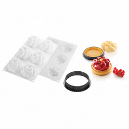 Khuôn làm bánh Kit Tarte Ring Fleur (Ø74  H35Mm, Ring Ø80  H20Mm) - Cake Mold - Silikomart