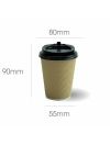 Kraft Ripple Paper Cup with Plastic Lid With Button Black (240ml)1000 - HRK