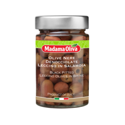 Oliu đen ngâm nước muối -Black Olives Pitted Leccino Without Stone (160g-300g) - Madama Oliva160-300g