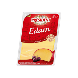 Phô Mai Edam Cheese Natural Slice 6 Slices (150G) - Président | EXP 29/03/2024